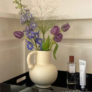 Vintage French Carry Handle Ceramic Vase