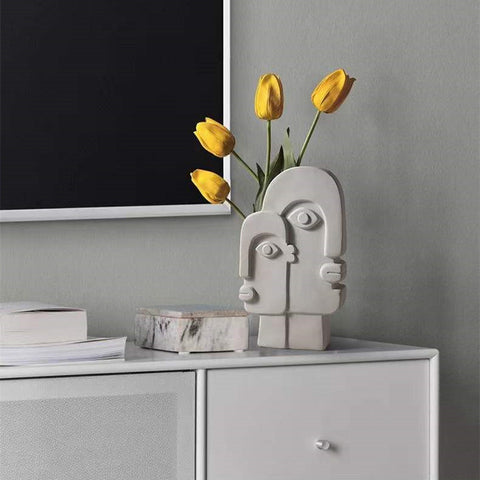Abstract Face Decorative Vase