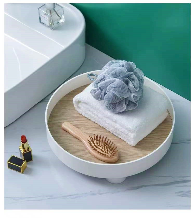Round White/Grey Decorative Tray