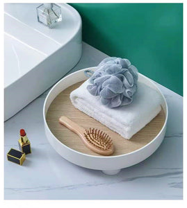 Round White/Grey Decorative Tray