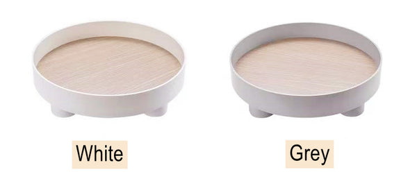 Round White/Grey Decorative Tray