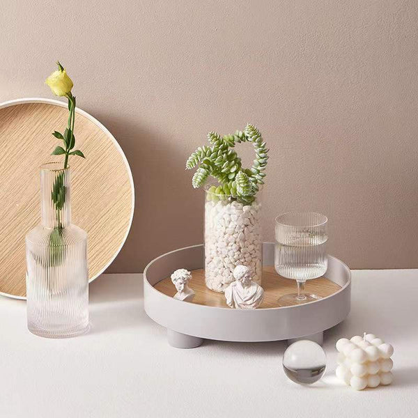 Round White/Grey Decorative Tray